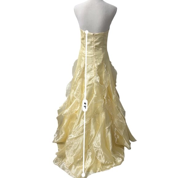 Jessica McClintock Gunne Sax Fairy-Tale Strapless Yellow Gown Prom Ball Formal 8 - Picture 6 of 10